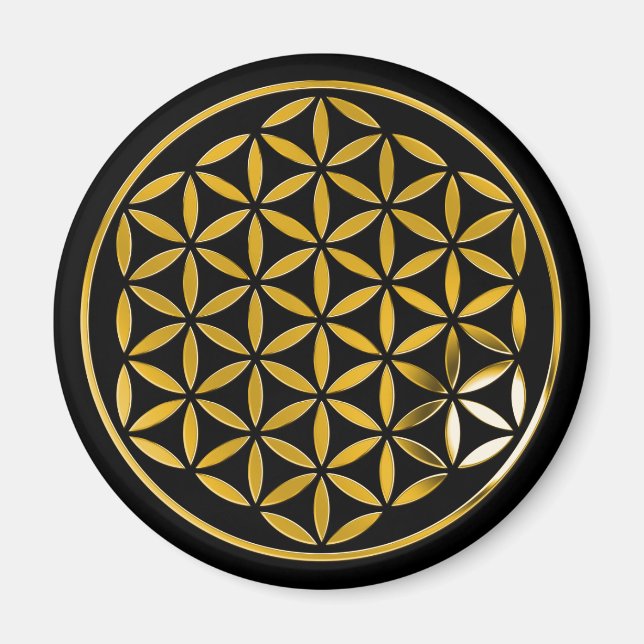 Flower Of Life 1 - Gold stamp | black Magnet (Framsidan)
