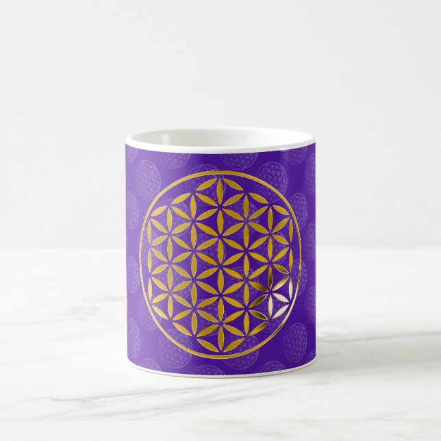 Flower Of Life 1 - Gold stamp | violet pattern Kaffemugg (Center)