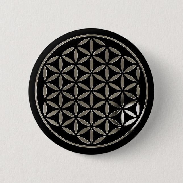 Flower Of Life 1 - Silver stamp | black Knapp (Framsida)