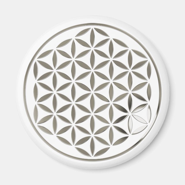 Flower Of Life 1 - Silver stamp Magnet (Framsidan)