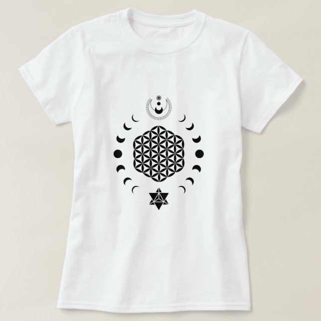 Flower of Life Andlig Symbol T Shirt (Design framsida)