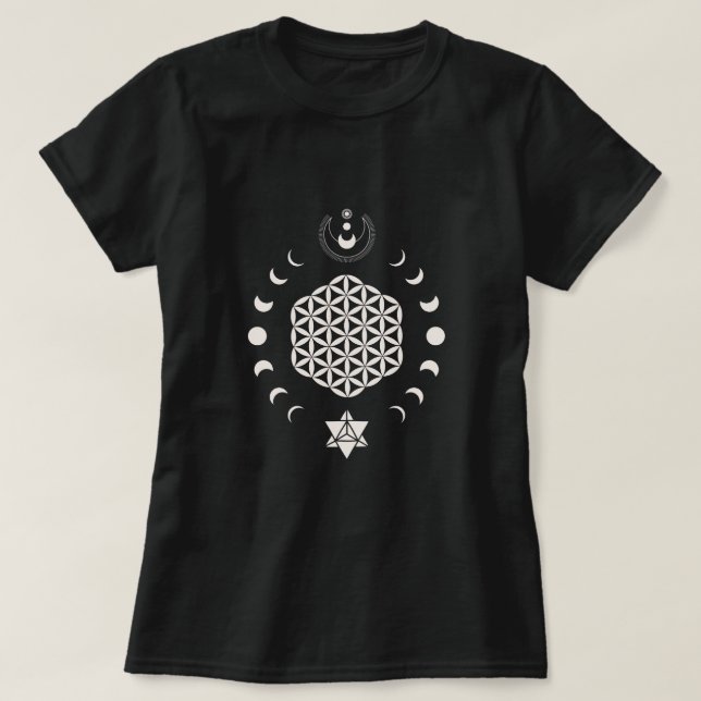 Flower of Life Andlig Symbol T Shirt (Design framsida)