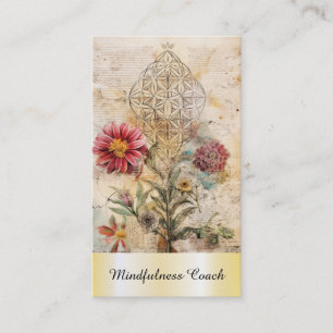 *~* Flower of Life AP92 QR Reiki Gold Sacred Visitkort