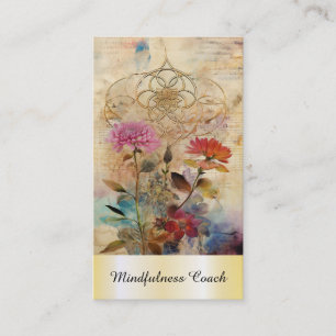 *~* Flower of Life AP92 Reiki Yoga Gold Sacred Visitkort