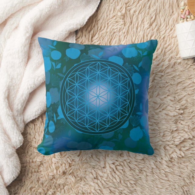 flower of life, chakra,zen,sacred geometric, kudde (Filt)