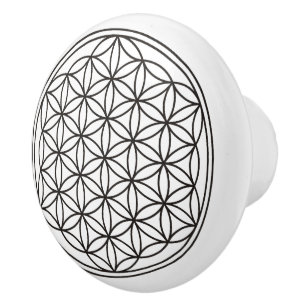 Flower Of Life - enfärgat svart + din bakgrund Knopp