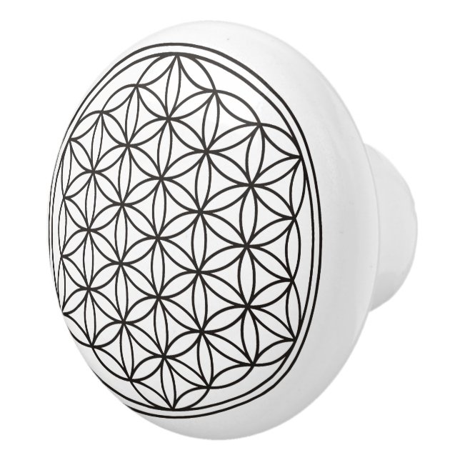Flower Of Life - enfärgat svart + din bakgrund Knopp (Höger)