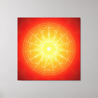 flower of life on sun mandala canvastryck