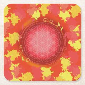 flower of life,pink, flower, natural,sacred  underlägg papper kvadrat