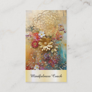 *~* Flower of Life QR AP92 Reiki Sacred Gold Visitkort