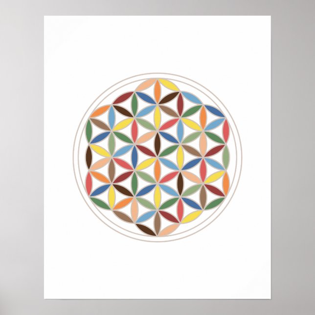 Flower of Life Retro Färg Poster (Framsidan)