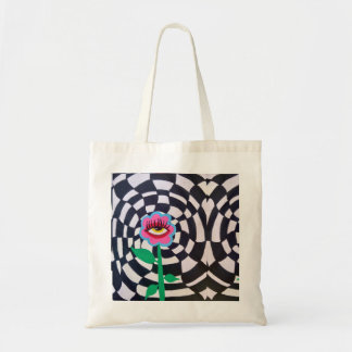 Flower Öga Illusion, Abstrakt Art Work Toot Bag Tygkasse