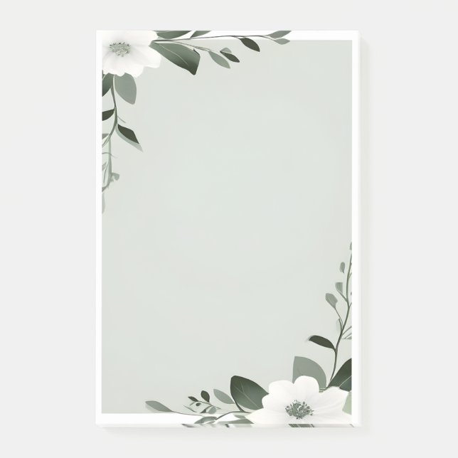 Flower Overlay Border in Sage Green Post-it Block (Framsida)