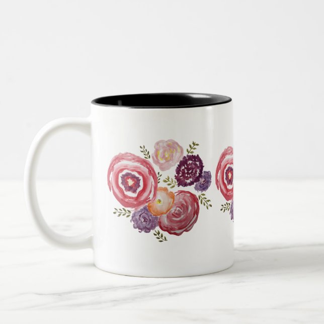 Flower Painting Bouquet-kaffe Mugg (Vänster)
