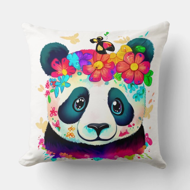 Flower Panda Kudde (Framsida)