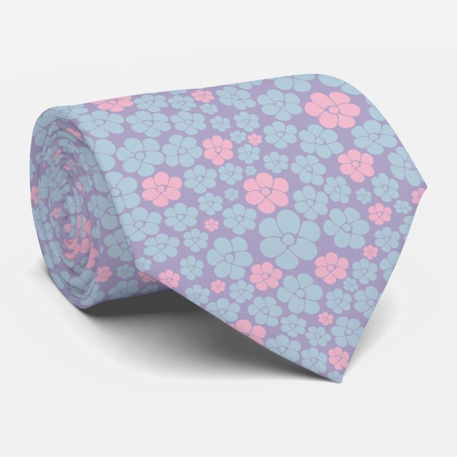 Flower Pattern in Blue, Lilac, and Pink Slips (Rullad)