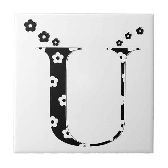 flower Patterned Letter U Tile Kakelplatta (Framsidan)