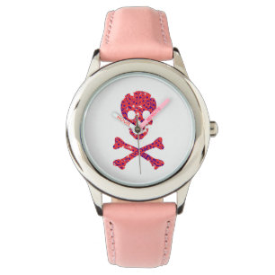 Flower Patterned Skull Armbandsur