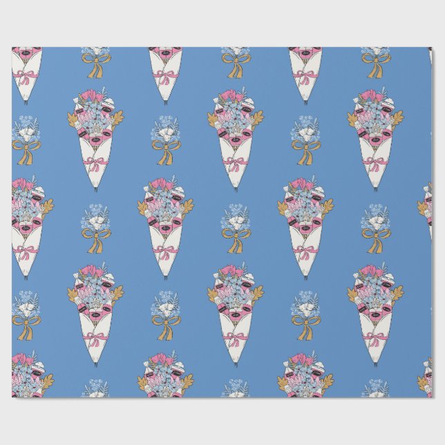 Flower & Perfume Bouquet Bundle on blue Presentpapper (Platt)