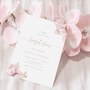Flower Petals Elegant Girls Baptism Inbjudningar