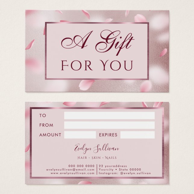 Flower Petals Faux Foil Gift Card Visitkort (Framsida & baksida)