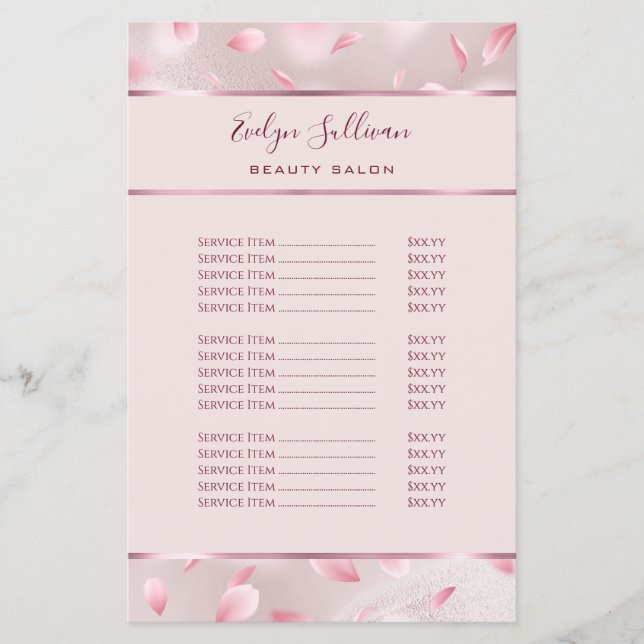 Flower petals faux foil pris list flyter flygblad (Framsidan)