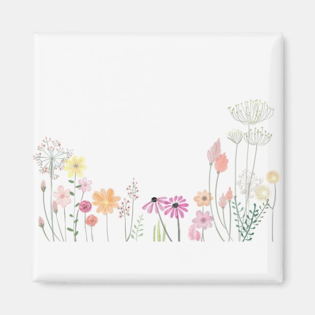 Flower Petals Vår Blommigt Artwork Pastel Summer. Magnet (Framsidan)