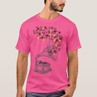 Flower phonograph t shirt