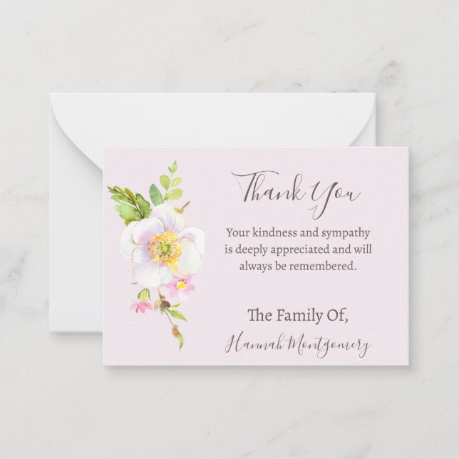 Flower Photo Sympathy Funeral Card Anteckningskort (Framsida)