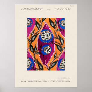 Flower Pochoir Mönster i Art nouveau Poster