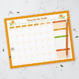 Flower Polka Dots Monthly Planner Anteckningsblock