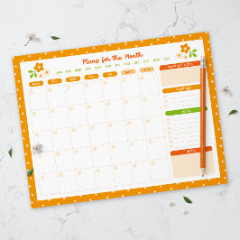 Flower Polka Dots Monthly Planner Anteckningsblock