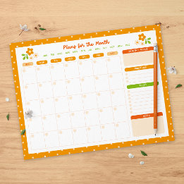 Flower Polka Dots Monthly Sunday Start Planner Anteckningsblock