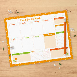 Flower Polka Dots Weekly Monday Start Planner Anteckningsblock