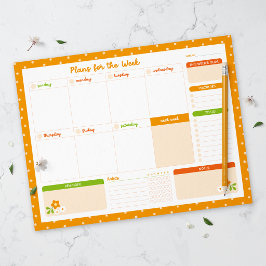 Flower Polka Dots Weekly Sunday Start Planner Anteckningsblock