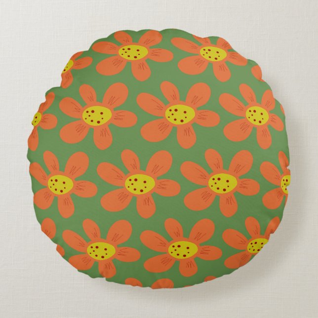 Flower Pop Pillow Rund Kudde (Framsidan)