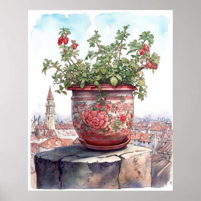 Flower Pot Watercolor Poster (Framsidan)