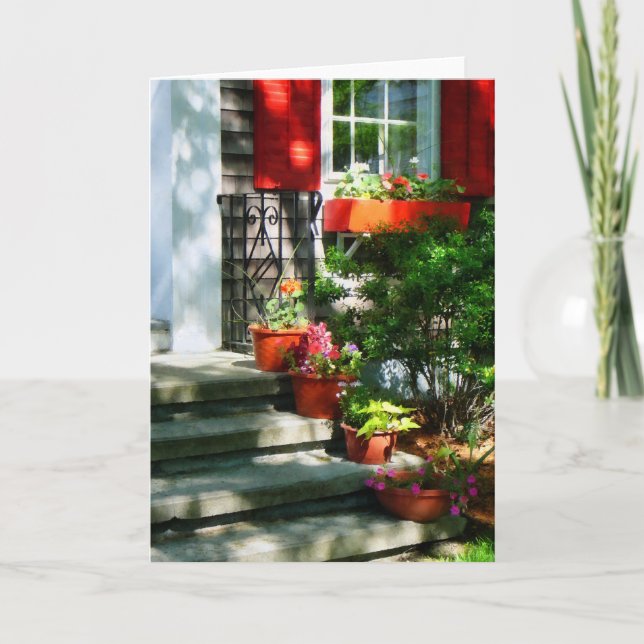 Flower Pots and Red Shutters Kort (Framsida)