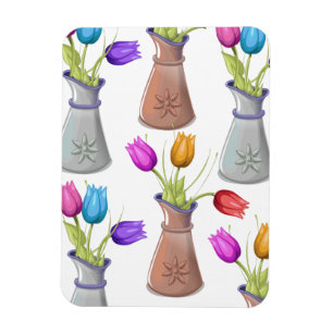 Flower Pots Mönster Magnet
