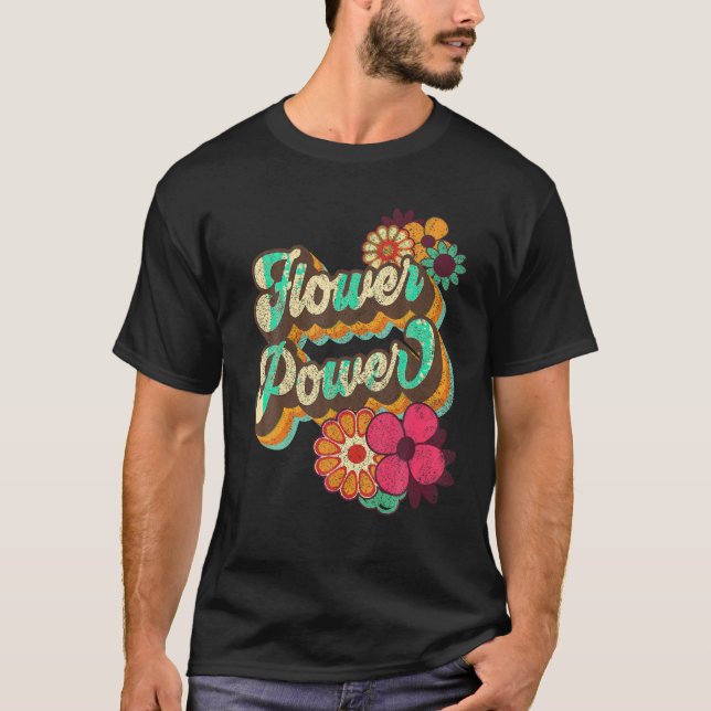 Flower Power 60s 70-tal, hippie Retro Groovy Posit T Shirt (Framsida)