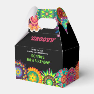 Flower Power 70:s färgstarka Födelsedagsfest Presentaskar