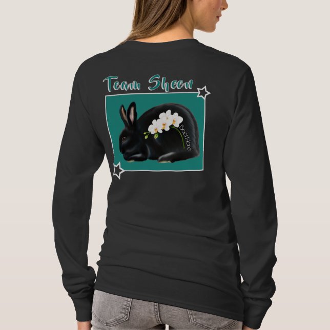 Flower Power: black with orchids  T Shirt (Baksida)