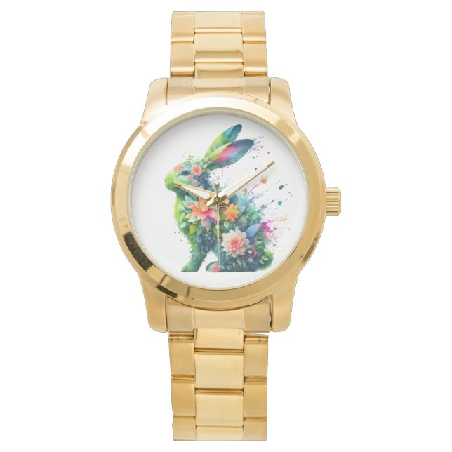 Flower Power Bunny Rabbit Armbandsur (Framsida)