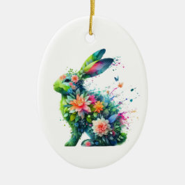 Flower Power Bunny Rabbit Julgransprydnad Keramik