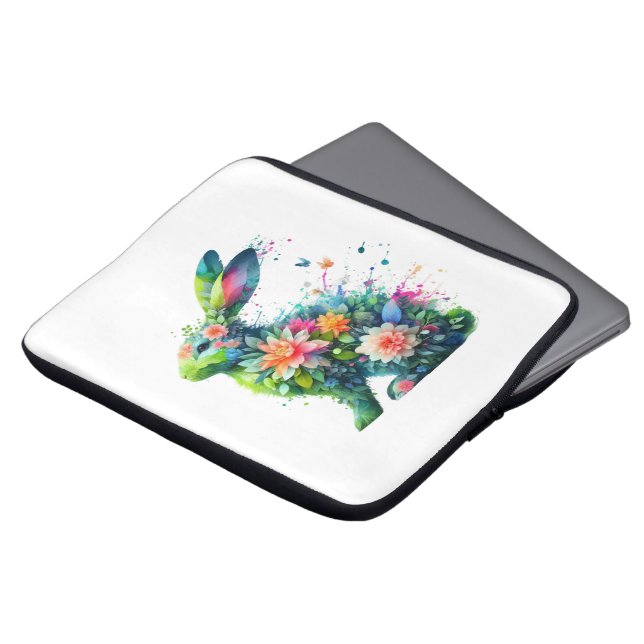 Flower Power Bunny Rabbit Laptop Fodral (Framsida topp)