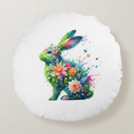 Flower Power Bunny Rabbit Rund Kudde