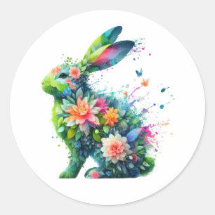 Flower Power Bunny Rabbit Runt Klistermärke