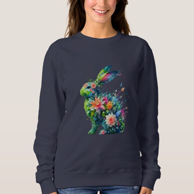 Flower Power Bunny Rabbit T Shirt (Framsida)