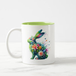 Flower Power Bunny Rabbit Två-Tonad Mugg