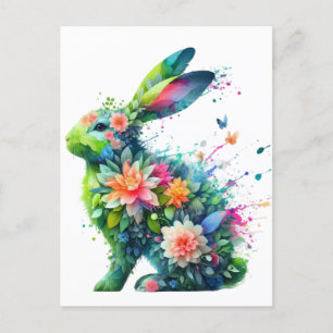 Flower Power Bunny Rabbit Vykort
